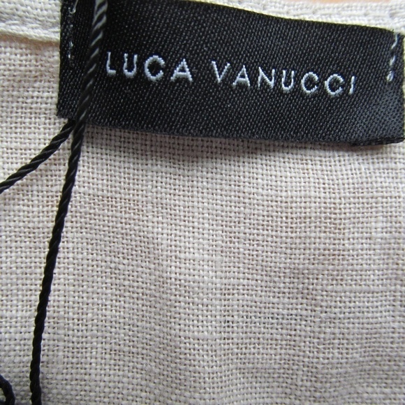NWT Luca Vanucci 100% Linen Lagenlook Asymmetrical Hem Beige Dress Sz M - Picture 9 of 11